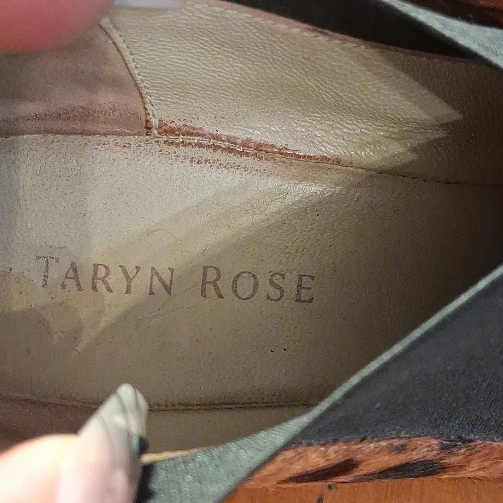Taryn Rose Cowhair Cheetah Wedges Size 8